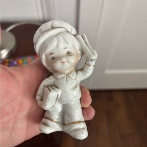Vintage White and Gold Ceramic Figurine